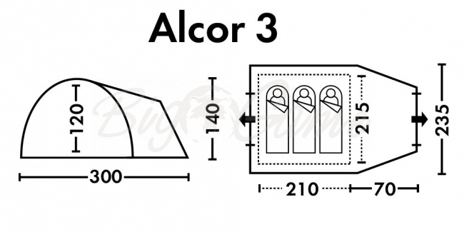 Палатка FHM Alcor 3 кемпинговая цвет Синий / Серый фото 13