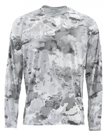 Термокофта SIMMS Solarflex LS Crewneck - Print цвет Cloud Camo Grey фото 1