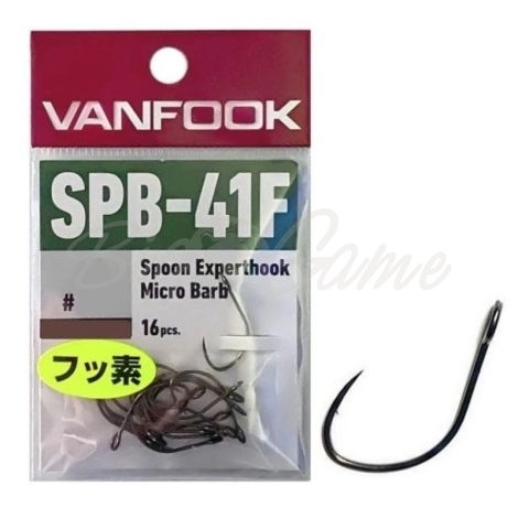 Крючок одинарный VANFOOK SPB-41F цв. Fusso Black № 6 (16 шт.)  фото 1