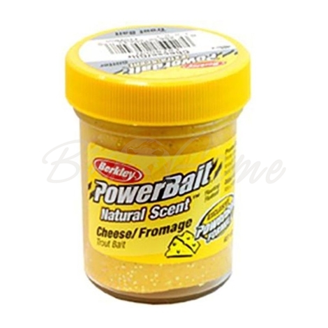 Паста BERKLEY Powerbait Natural Scent Glitter Troutbait 50 г аттр. чеснок цв. жёлтый фото 1