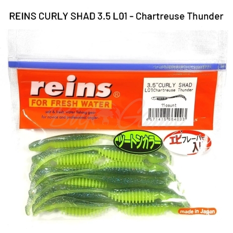 Твистер REINS Curly Shad 3,5" (11 шт.) код цв. L01 фото 1