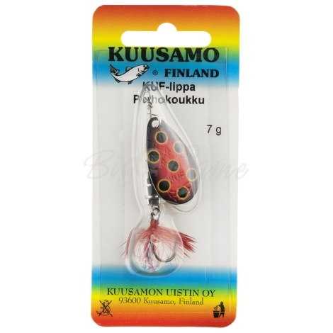 Блесна вращающаяся KUUSAMO Kuf-Lippa 40/7 (с опереньем) код цв. BL/R-S фото 2