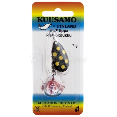 Блесна вращающаяся KUUSAMO Kuf-Lippa 40/7 (с опереньем) код цв. BL/Ye-C фото 2