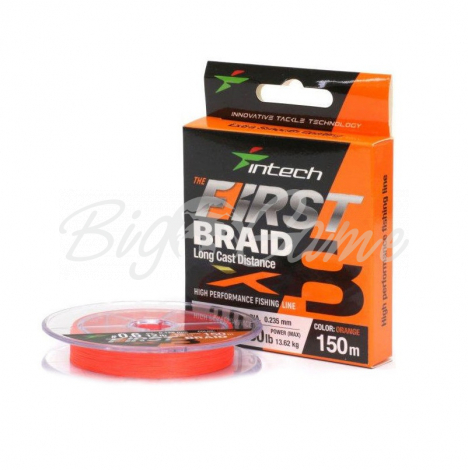 Плетенка INTECH First Braid X8 150 м цв. оранжевый 0,148 мм  фото 1