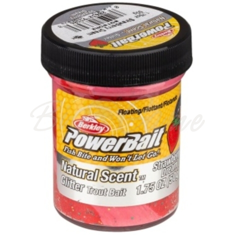 Паста форелевая BERKLEY PowerBait Natural Scent Glitter Fruits цв. Клубника фото 1