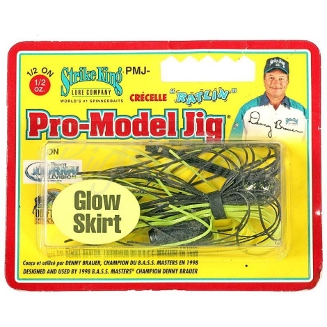 Бактейл STRIKE KING Pro-Glo Pro-Model Jig 14 г (1/2 oz) цв. black / chartreuse фото 1