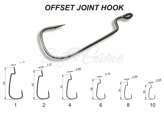 Крючок офсетный CRAZY FISH Offset Joint Hook № 1 (10 шт.) фото 1