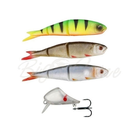 Набор приманок SAVAGE GEAR Soft 4Play Lip Scull Kit 9,5 см (3 + 1 шт.) цв. Roach/ Rudd/ Firetiger фото 1