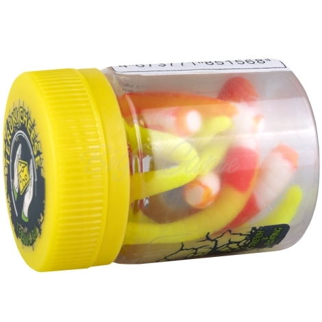 Червь TERUKI Flash 8 см (7 шт.) зап. сыр цв. White/Red/Chartreuse фото 2