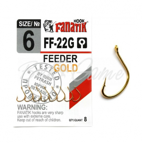 Крючок одинарный FANATIK FF-22 Feeder Gold № 6 (8 шт.) фото 1