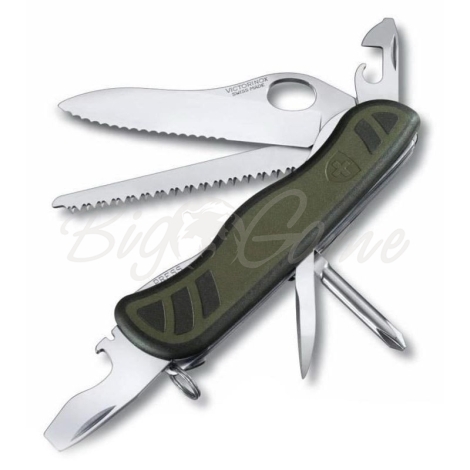 Нож VICTORINOX Military One Hand 111мм 10 функций цв. Зеленый / черный фото 1