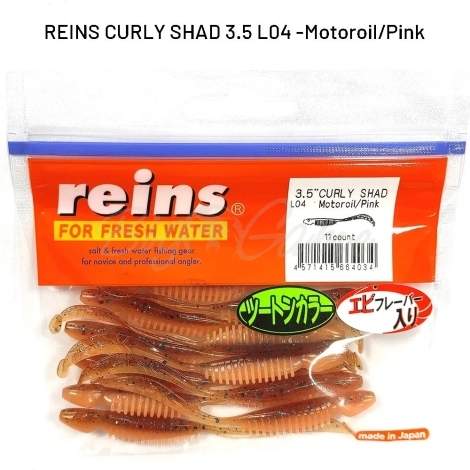 Твистер REINS Curly Shad 3,5" (11 шт.) код цв. L04 фото 1