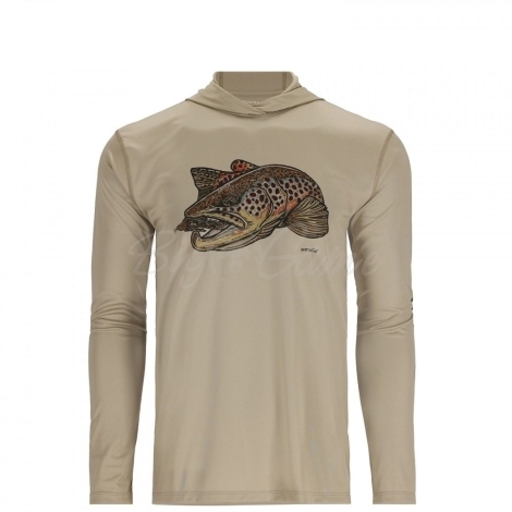 Термокофта SIMMS Tech Hoody - Artist Series цвет Stone / Brown Trout фото 1