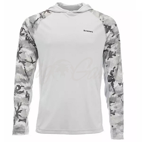 Термокофта SIMMS SolarFlex Hoody Print цвет Hex Flo Camo Steel фото 1