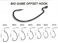 Крючок офсетный CRAZY FISH Big Game Offset Hook № 1/0 (200 шт.)