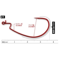 Крючок офсетный VANFOOK DM-22R #3 (7 шт.) цв. красный