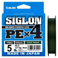 Плетенка SUNLINE Siglon PEx4 150 м цв. темно-зеленый 0,094 мм