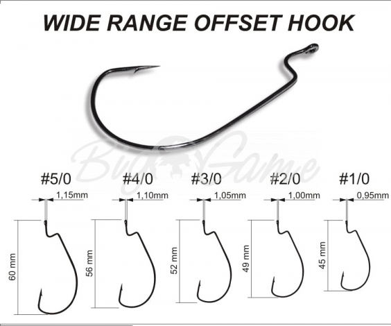 Крючок офсетный CRAZY FISH Wide Range Offset Joint Hook № 5 (200 шт.) фото 1