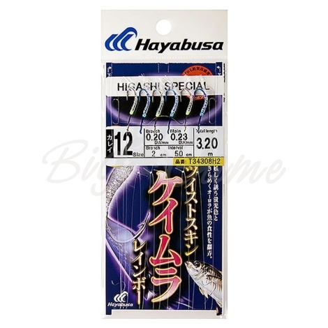 Оснастка готовая HAYABUSA Sabiki H2 1 м 0,205 мм цв. uv blue/uv pink кр. № 10 цв. white nickel фото 1