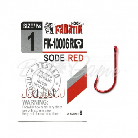 Крючок одинарный FANATIK FK-10006 Sode Red № 1 (8 шт.) фото 1