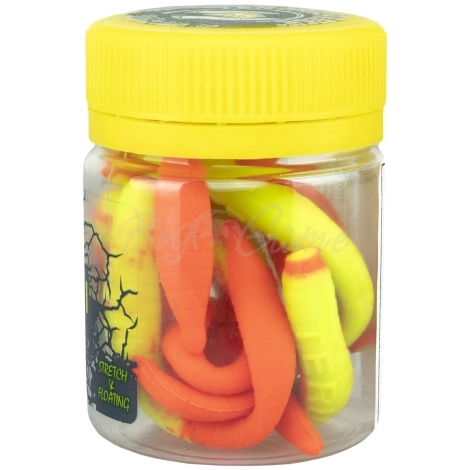 Червь TERUKI Flash 8 см (7 шт.) зап. сыр цв. Chartreuse/Orange фото 1