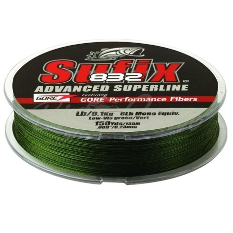Плетенка SUFIX 832 Braid Lo Vis Green 135 м 0,18 мм цв. Зеленый фото 1
