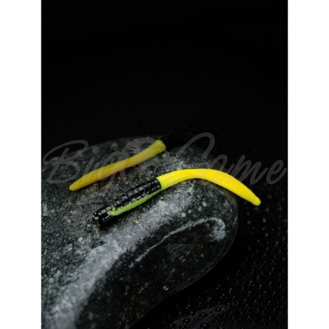 Червь TERUKI Flash 8 см (7 шт.) зап. сыр цв. Black/Yellow фото 1