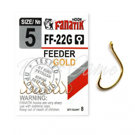 Крючок одинарный FANATIK FF-22 Feeder Gold № 5 (8 шт.) фото 1