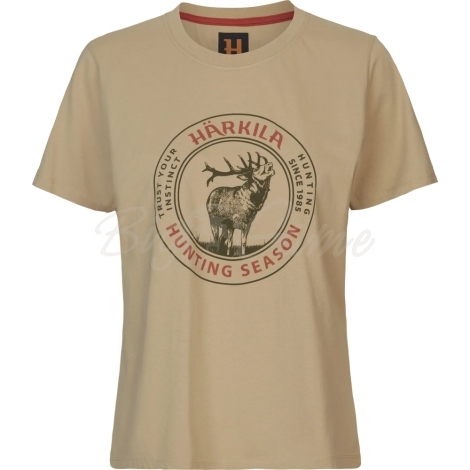 Футболка HARKILA Stag Badge S/S T-Shirt Women цвет Sand фото 1