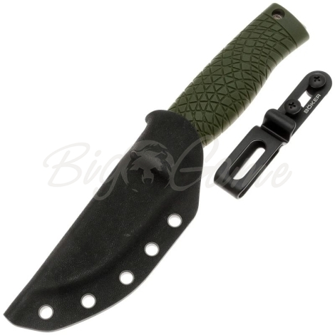 Нож с фиксированным клинком BOKER Bronco Mini сталь CPM 3V рукоять Термопластик цв. Зеленый фото 3