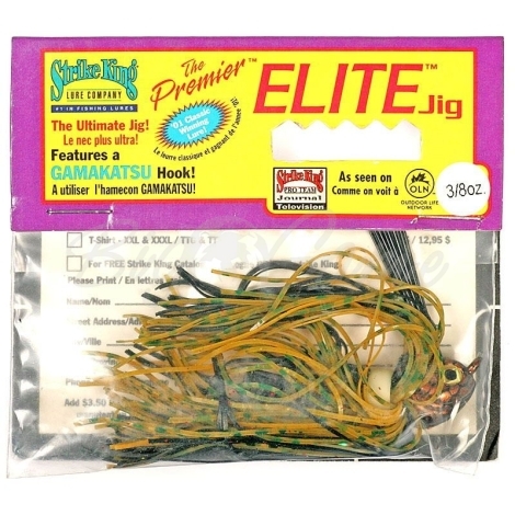 Бактейл STRIKE KING Premier Elite Jig 21 г (3/4 oz) цв. black / brown / amber flash фото 1