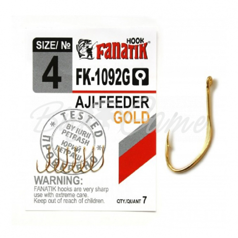 Крючок одинарный FANATIK FK-1092 AJI-Feeder Gold № 4 (7 шт.) фото 1