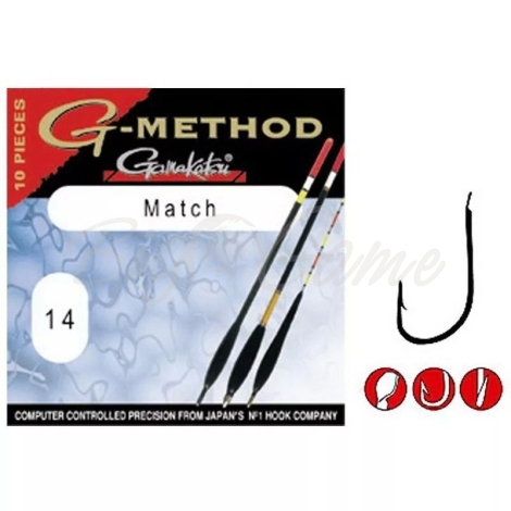 Крючок одинарный GAMAKATSU G-Method Match B № 10 (10 шт.) фото 1