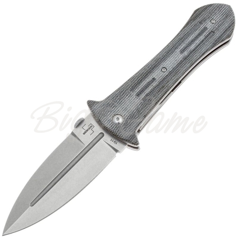 Нож складной полуавтоматический BOKER Smatchet сталь VG-10 рукоять Микарта цв. Серый фото 1