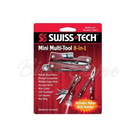 Мультитул SWISS TECH Mini Multi-FunctionTool 8-in-1 цв. Красный фото 2