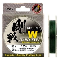 Плетенка GOSEN 4PE W Braid Hard Type 150 м цв. Темно-зеленый № 1,2