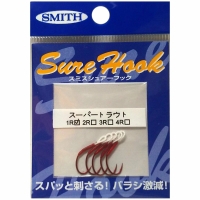 Крючок одинарный SMITH Sure Hook Sakuramasu № 3 (5 шт.) для блесен цв. Red