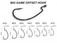 Крючок офсетный CRAZY FISH Big Game Offset Hook № 2/0 (7 шт.)