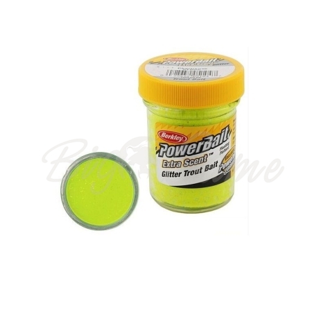 Паста BERKLEY Powerbait Natural Scent Glitter Troutbait 50 г аттр. чеснок цв. шартрес фото 1