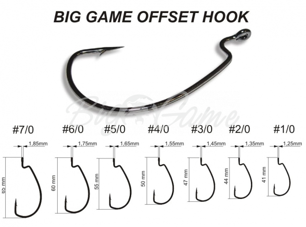 Крючок офсетный CRAZY FISH Big Game Offset Hook № 4/0 (200 шт.) фото 1