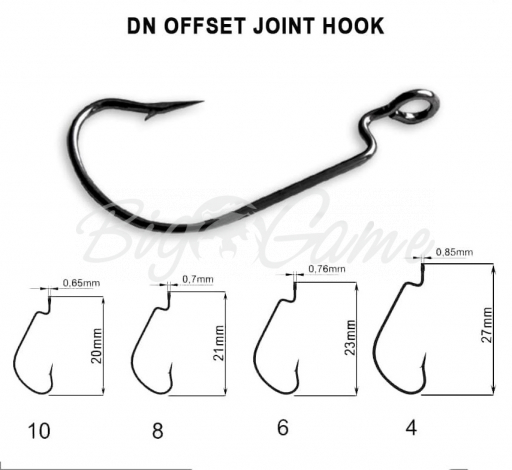 Крючок офсетный CRAZY FISH DN Offset Joint Hook № 10 (200 шт.) фото 1