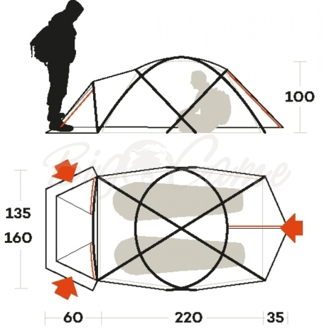 Палатка FERRINO Snowbound 2 цвет оранжевый фото 2