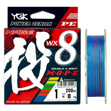 Плетенка YGK MOPE Nage WX8 многоцветный 200 м #1 фото 1
