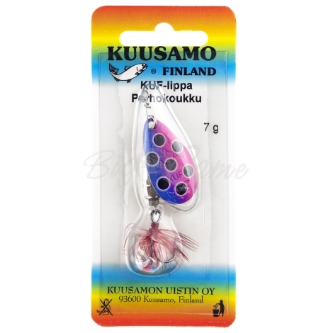 Блесна вращающаяся KUUSAMO Kuf-Lippa 40/7 (с опереньем) код цв. BL/BLU/Li-C фото 2