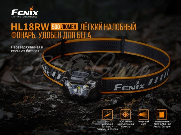 Фонарь налобный FENIX HL18RW цвет черный фото 2