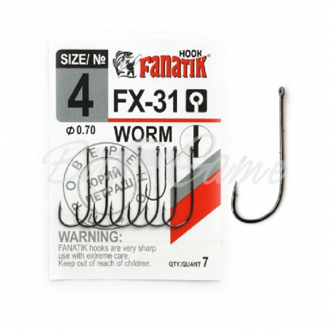 Крючок одинарный FANATIK FX-31 Worm № 4 (7 шт.) фото 1
