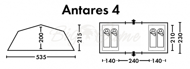 Палатка FHM Antares 4 кемпинговая цвет Синий / Серый фото 13