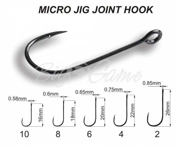 Крючок одинарный CRAZY FISH Micro Jig Joint Hook № 6 (10 шт.) фото 1