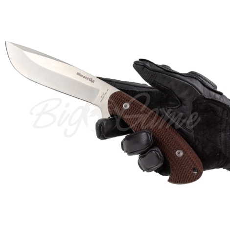 Нож охотничий FOX KNIVES Hunting Knife сталь 440А, рукоять дерево Пакка, цв. коричневый фото 2