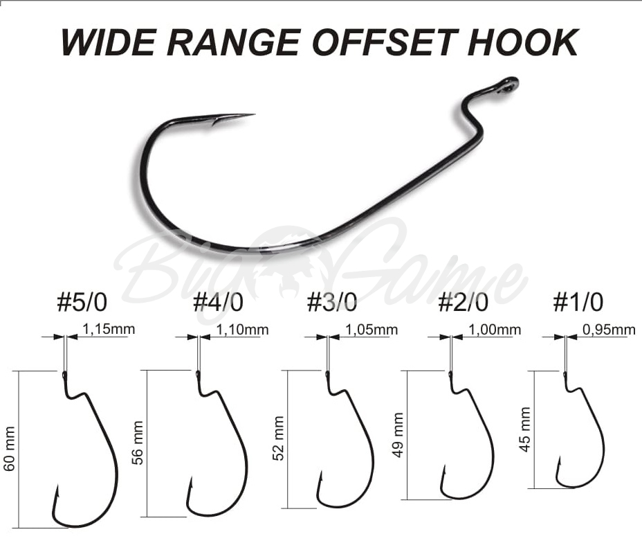 Купить крючок офсетный CRAZY FISH Wide Range Offset Hook № 3/0